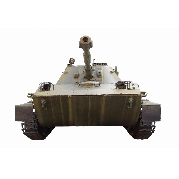 Old Soviet tank photographed from the front on a white background under clipping